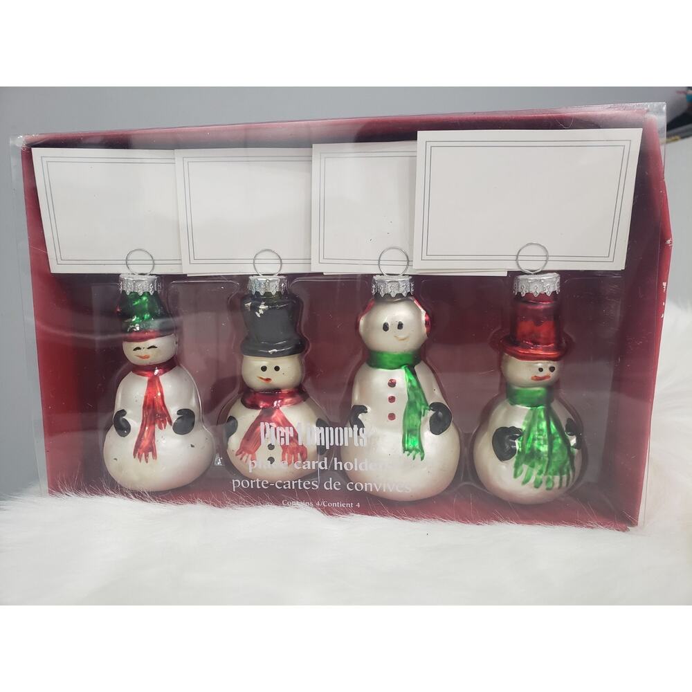 Christmas Snowmen Place Card Holders Pier 1 Imports Glass Ornaments Table Top